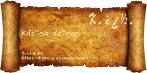 Kása Áron névjegykártya